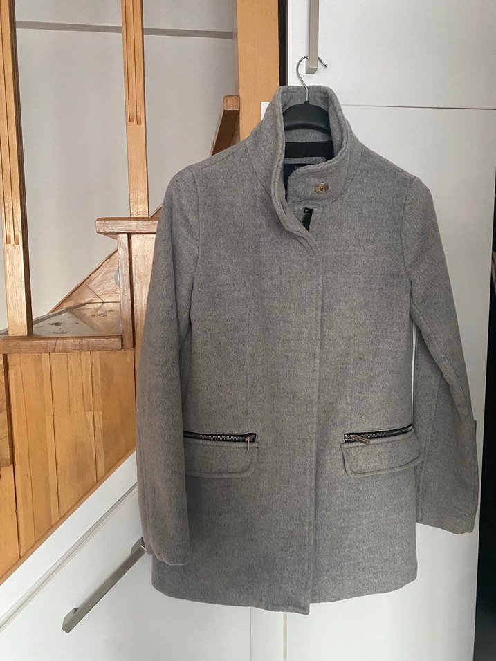 Gri Fermuarlı Cepli Kaban - Görsel 2