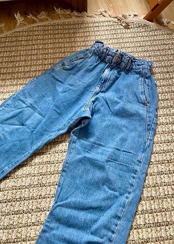 Kadın Mavi Bol Kesim Kemerli Denim Pantolon zara - Görsel 3