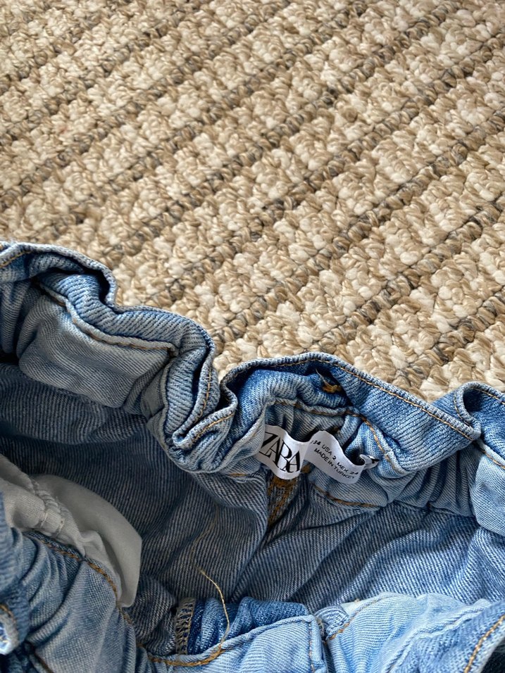 Kadın Mavi Bol Kesim Kemerli Denim Pantolon zara - Görsel 4