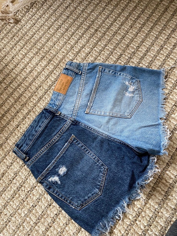 Kadın Mavi Bağcıklı Yırtık Kot Şort bershka - Görsel 4