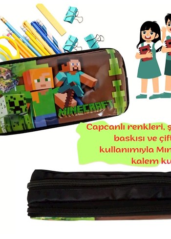 Minecraft Temalı Renkli iki bölmeli Kalem Kutusu - Görsel 4