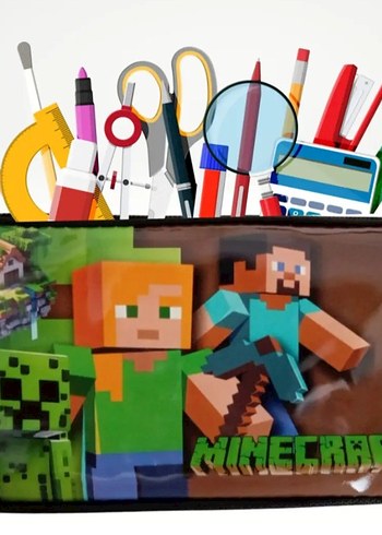Minecraft Temalı Renkli iki bölmeli Kalem Kutusu - Görsel 6