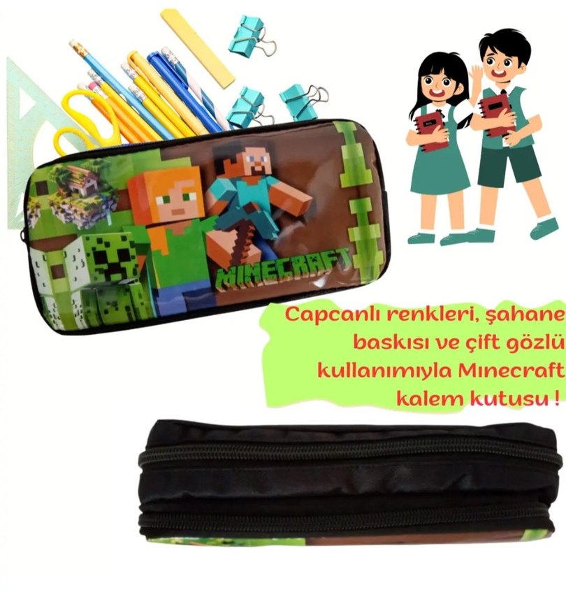 Minecraft Temalı Renkli iki bölmeli Kalem Kutusu - Görsel 4