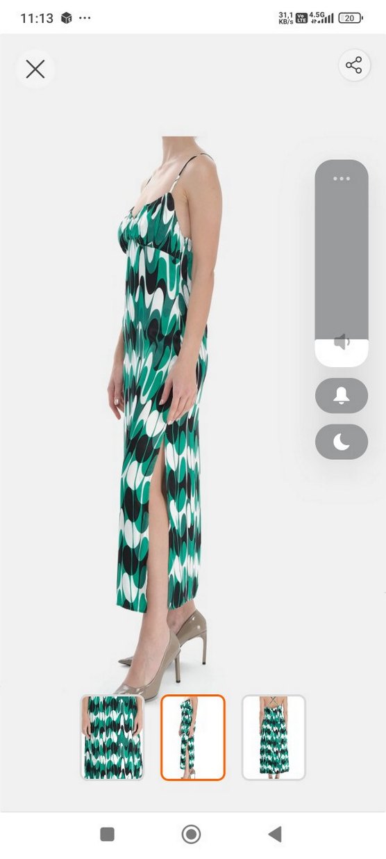 Yeşil V Yaka Uzun Drapeli Elbise - Görsel 4