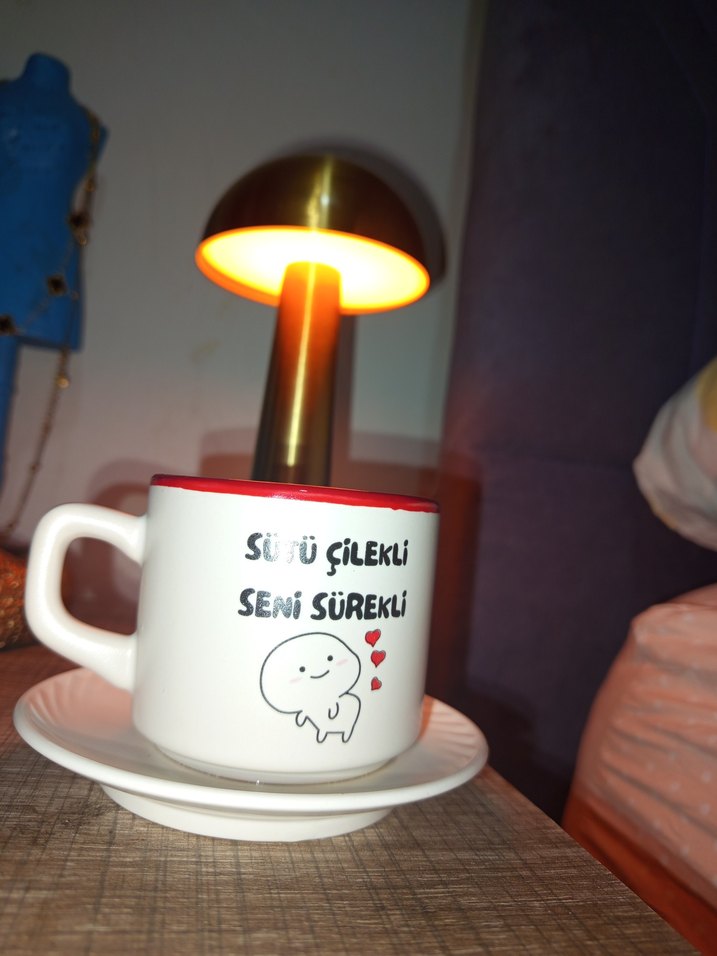 Beyaz Parlak Yazılı Kupa Bardak - Görsel 3