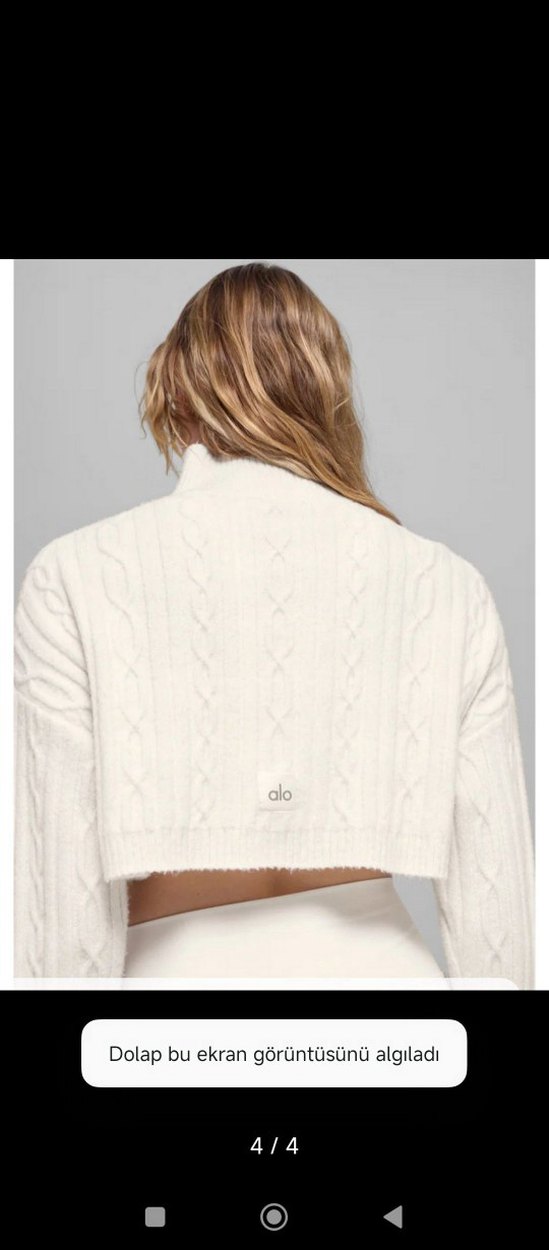 Kadın Beyaz Örgü Turtleneck Kazak - Görsel 4