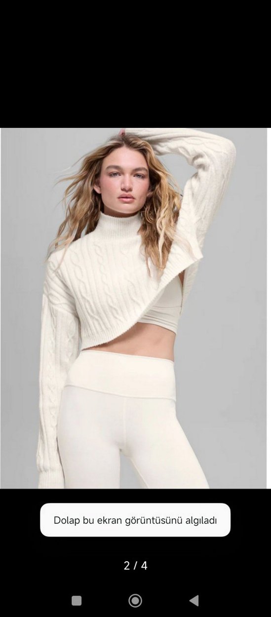 Kadın Beyaz Örgü Turtleneck Kazak - Görsel 2