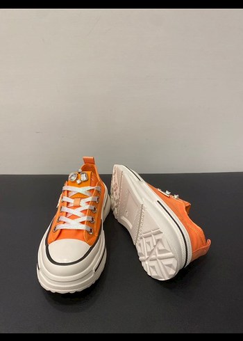 Turuncu Platform Topuklu Minimalist Spor Ayakkabı - Görsel 4