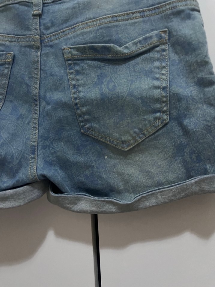 Kadın Mavi Bol Kesim Mini Denim Şort - Görsel 3