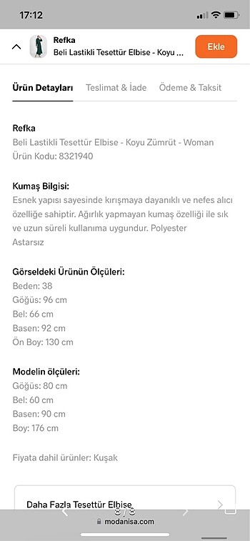 42 Beden yeşil Renk Zümrüt Elbise