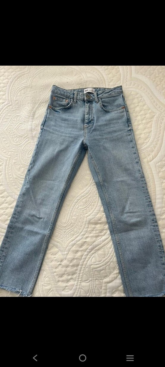 Zara Düğmeli Regular Fit Kadın Mavi Denim Jean - Görsel 2