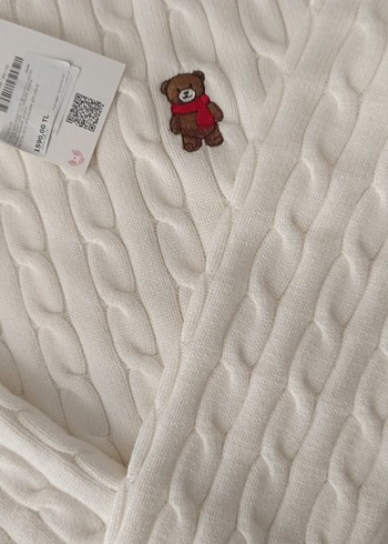 Beyaz Nakışlı Örgü Kadın Kazak - Görsel 4