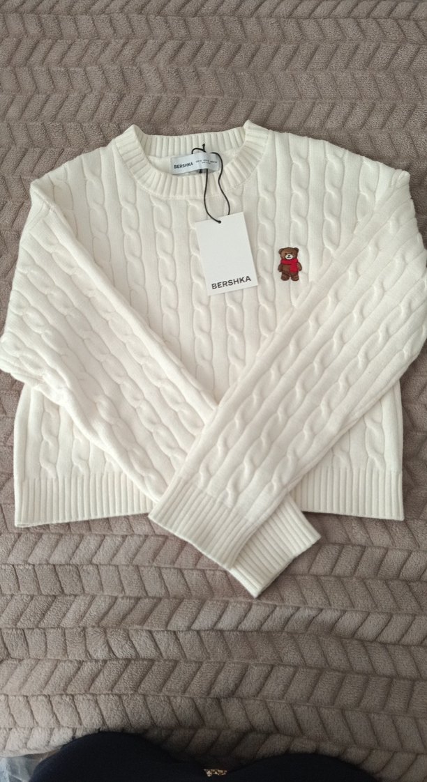 Beyaz Nakışlı Örgü Kadın Kazak - Görsel 3