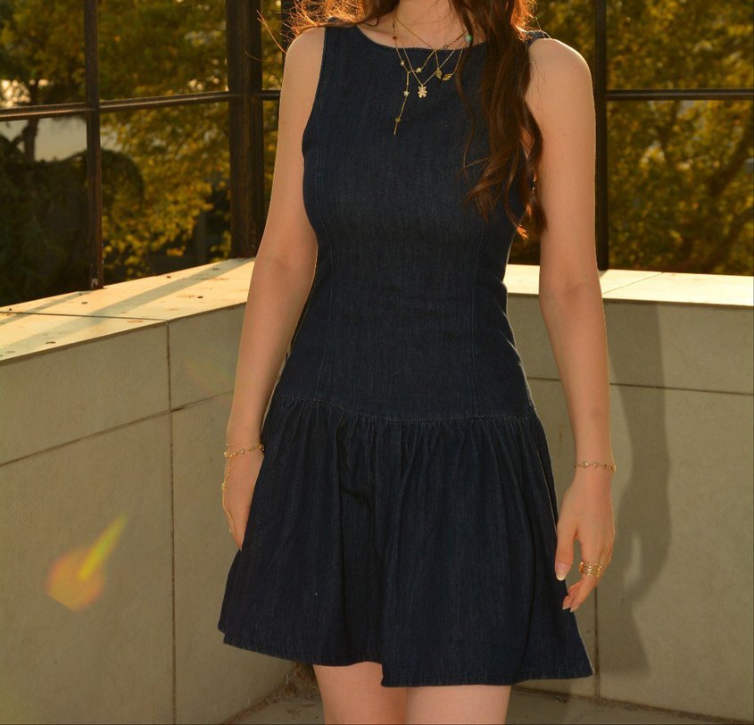 Denim kumaş elbise - Görsel 3