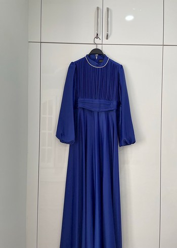 Mavi Piliseli Midi Elbise - Görsel 4