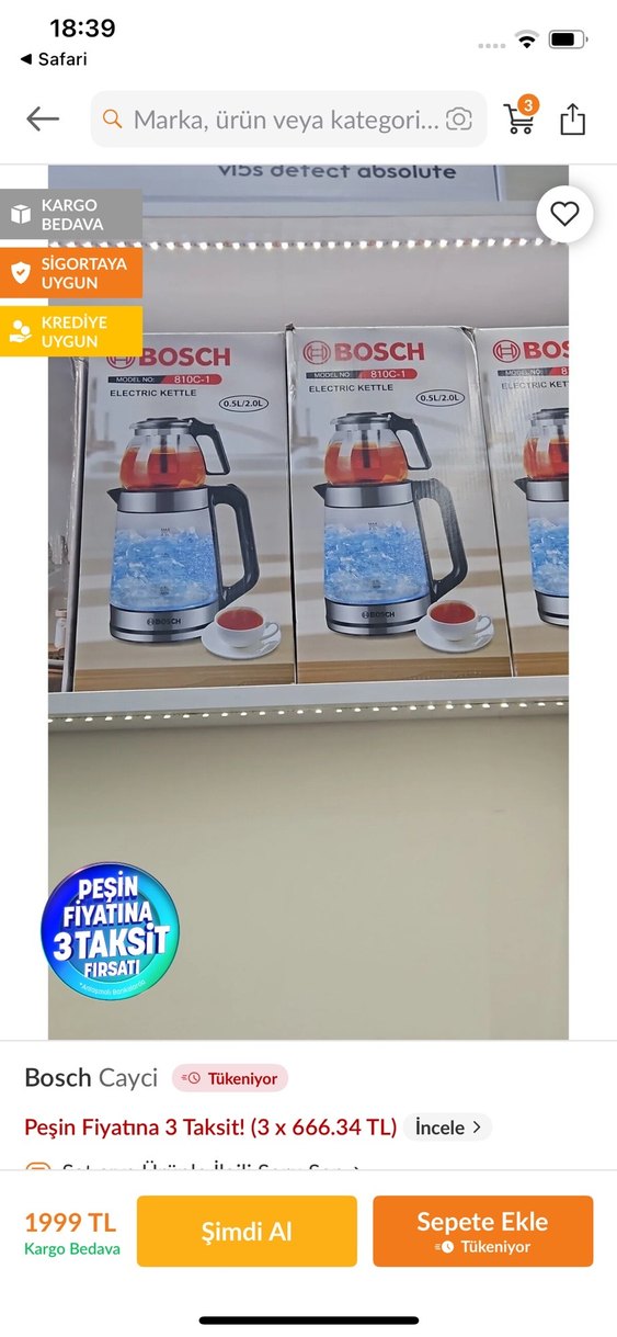 Bosch BS-2025 Çay Makinesi Çift Set Gri-Beyaz - Görsel 2