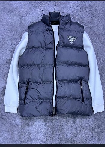 Erkek Gri Fermuarlı Kolsuz Streetwear Yelek - Görsel 5