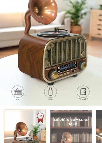 Kahverengi Retro Müzik Sistemi - Görsel 4