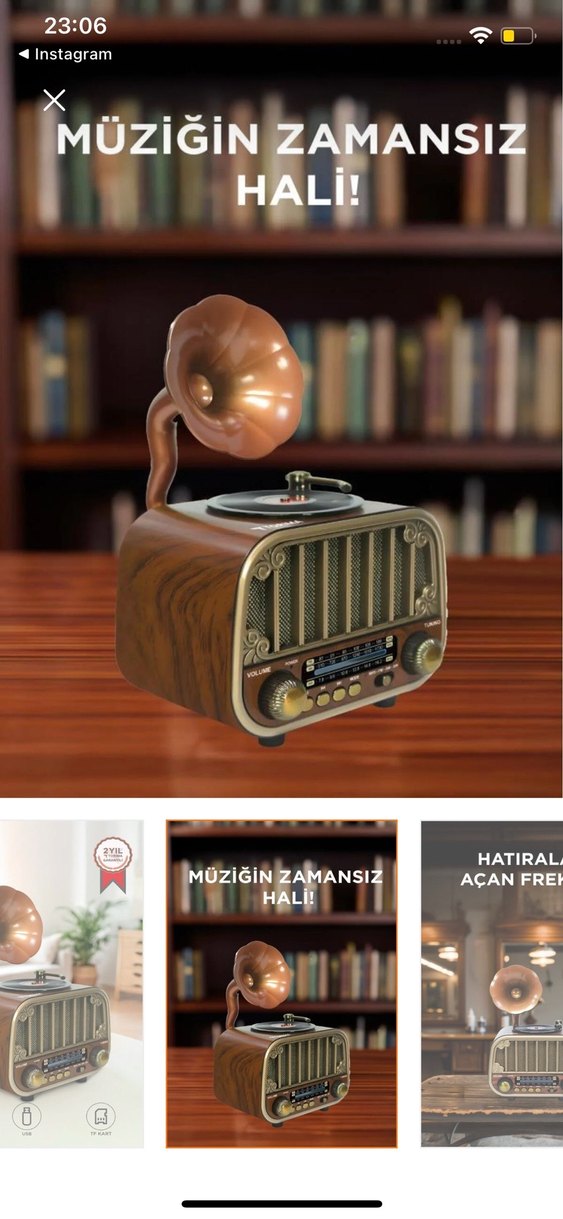 Kahverengi Retro Müzik Sistemi - Görsel 3