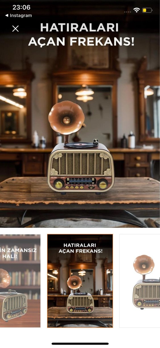 Kahverengi Retro Müzik Sistemi - Görsel 2