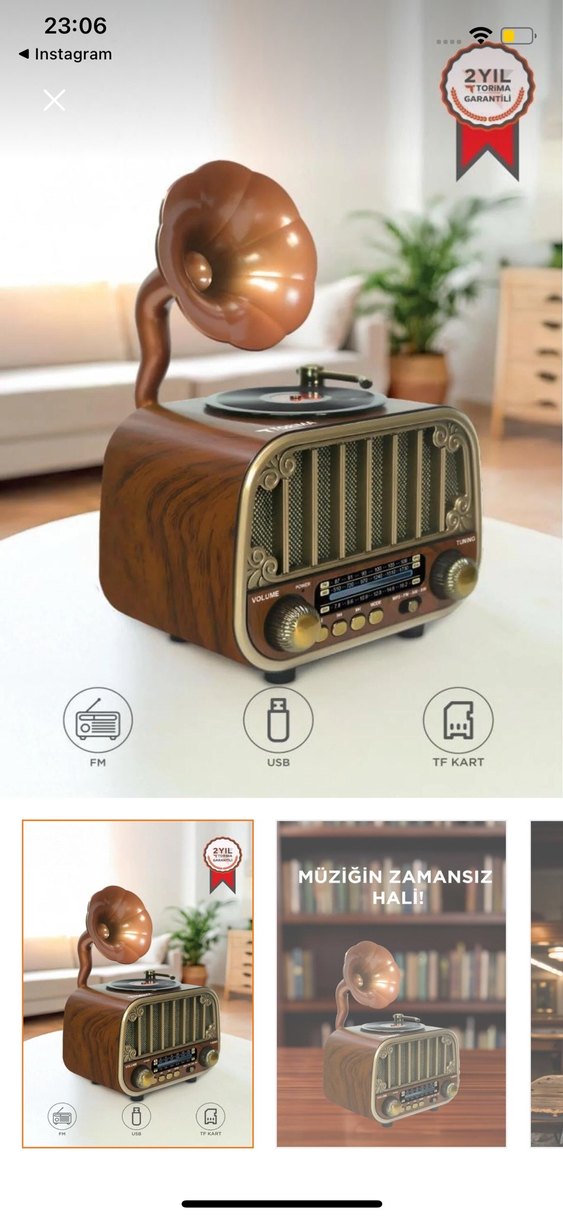 Kahverengi Retro Müzik Sistemi - Görsel 4