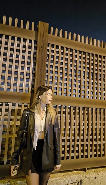 pull and bear deri blazer ceket