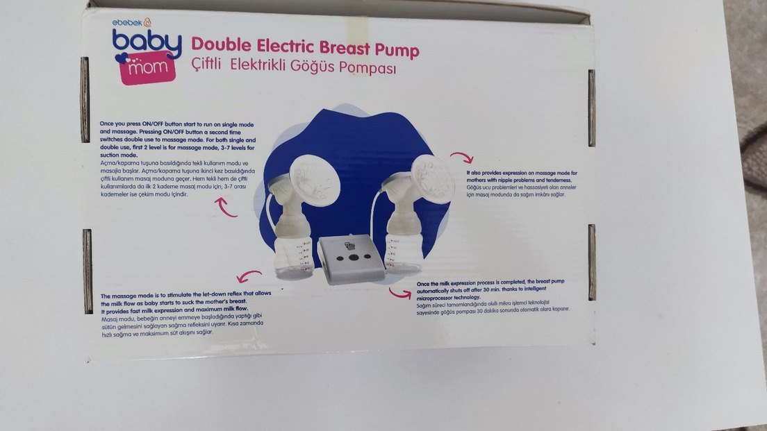 bant mom Çiftli Elektrikli Göğüs Pompası Beyaz - Görsel 3