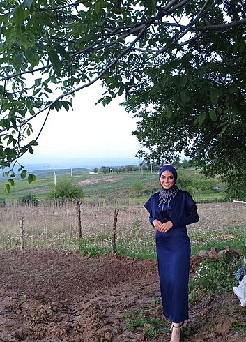 Saten abiye lacivert - Görsel 5