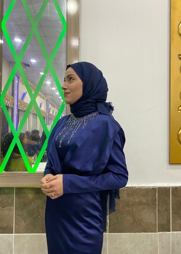 Saten abiye lacivert - Görsel 4