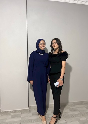 Lacivert kemerli tulum - Görsel 4