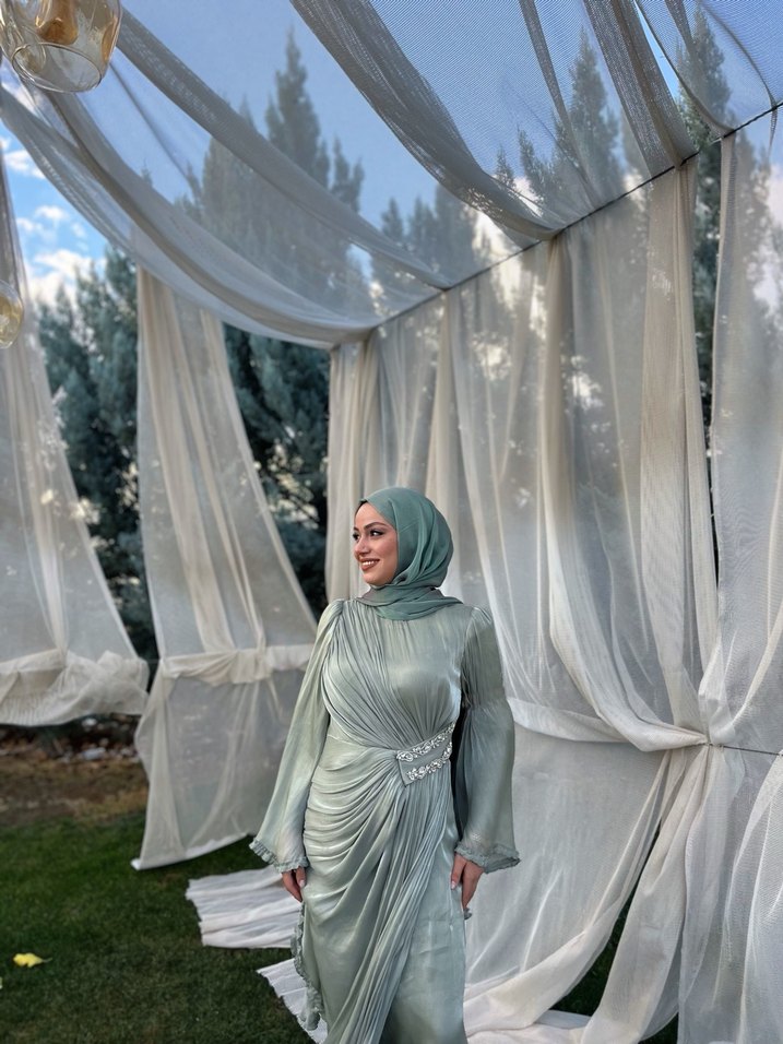 Satılık Su yeşili Uzun Abiye Elbise - Görsel 2