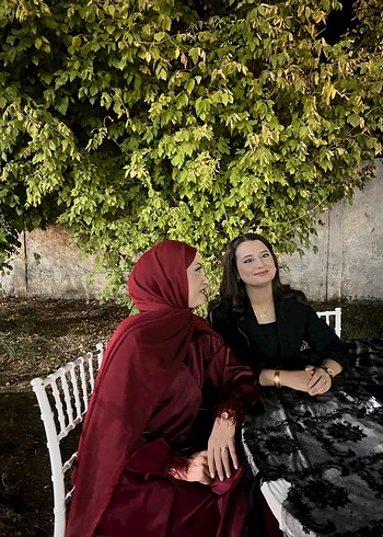Şal dahil satılık Bordo Uzun tüylü Kollu Kadın Takım özel dikim - Görsel 2