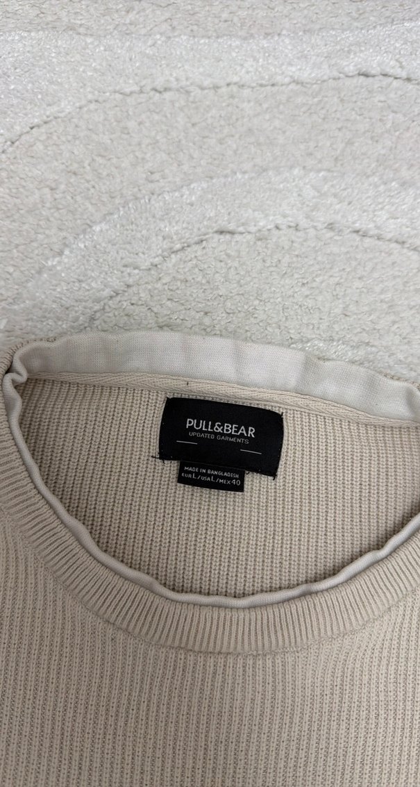 Bej Erkek Uzun Kollu Keten Sweatshirt - Görsel 3