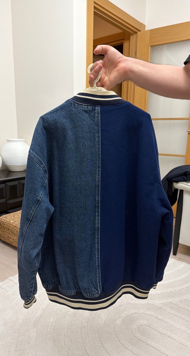 Erkek  Mavi Denim Street Wear Ceket - Görsel 5