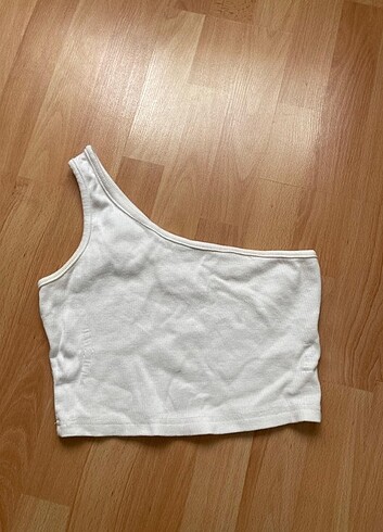 Beyaz tek omuzlu crop M-L beden