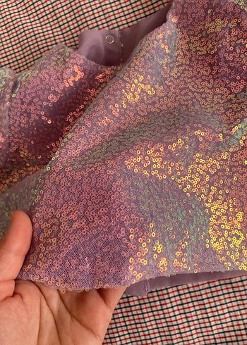 Mor Parlak Kısa Kollu Kız Elbisesi - Görsel 4