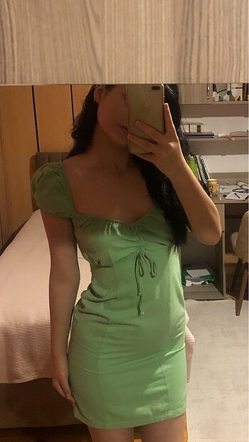 Yeşil Yazlık Mini Elbise