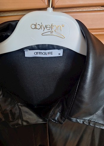 Düğmeli Siyah Kadın Deri Gömlek/Ceket - Görsel 6