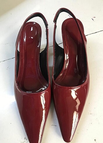 Zara Bordo rugan topuklu ayakkabı 