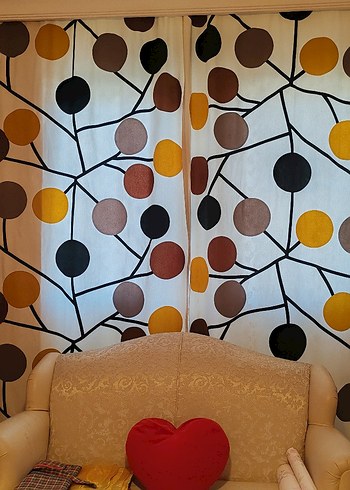 İkea Sarı Siyah Ağaç 2 kanat perde - Görsel 8