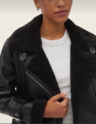 42 Beden Stradivarius Suni Deri Biker Ceket