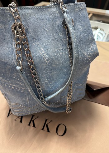 Zincir Detaylı Mavi Kot Kadın Çanta - Görsel 3