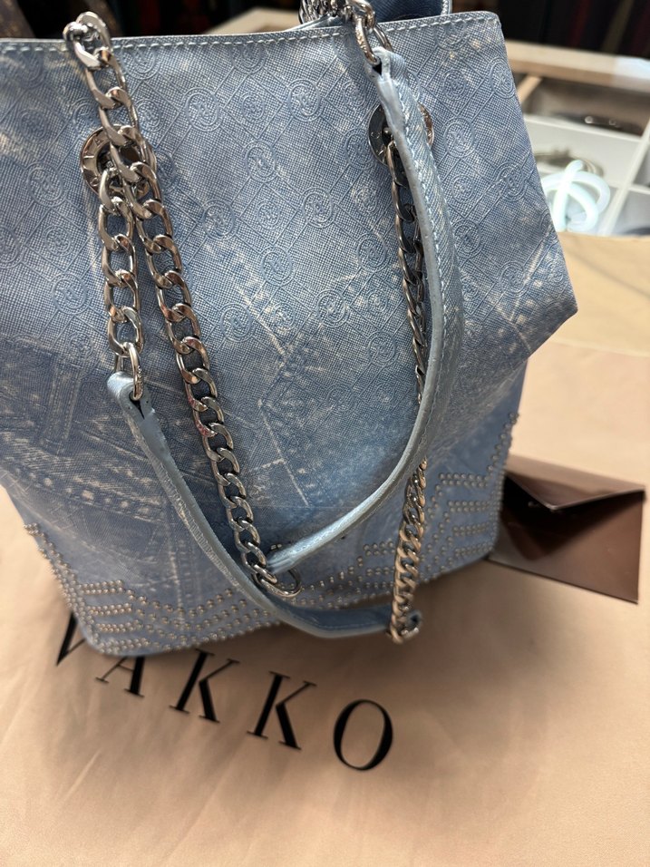 Zincir Detaylı Mavi Kot Kadın Çanta - Görsel 3