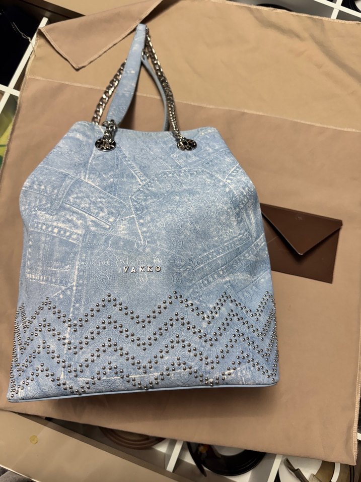 Zincir Detaylı Mavi Kot Kadın Çanta - Görsel 2