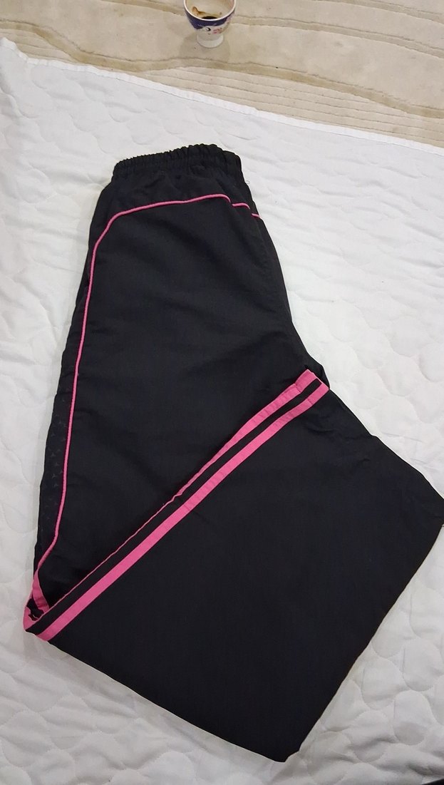 Kadın Siyah-Pembe Fermuarlı Eşofman Altı - Görsel 3