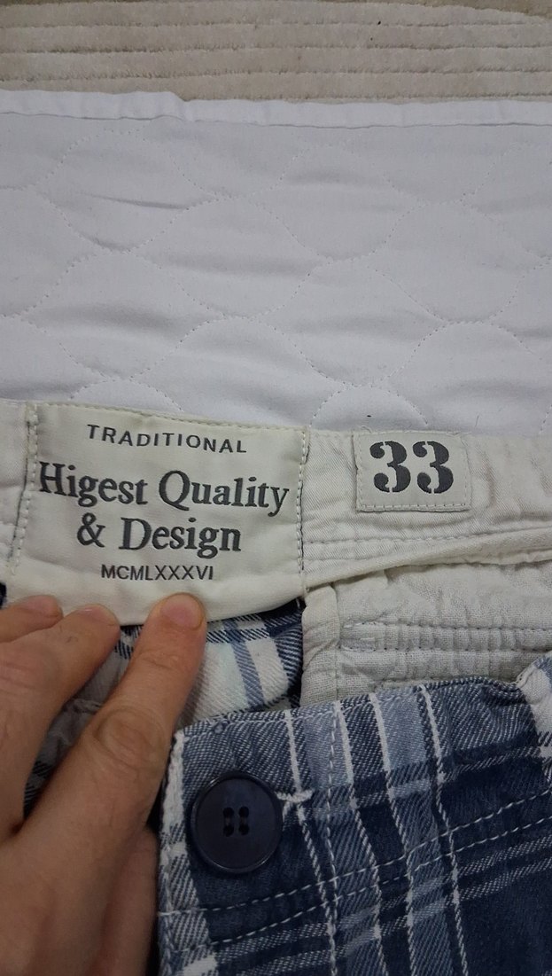 Gri Ekoseli Pamuklu Rahat Bermuda Şort - Görsel 2