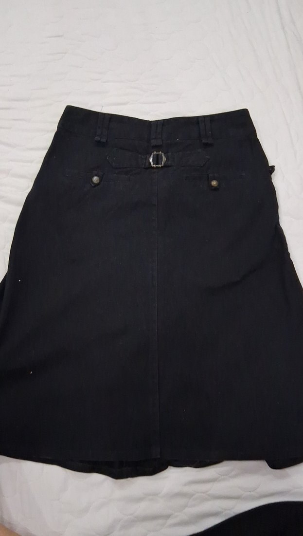 Kadın Siyah Midi Kot Pantolon - Görsel 4