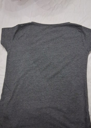 Gri Payetli Baskılı Tişört - Görsel 3