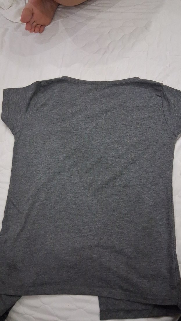 Gri Payetli Baskılı Tişört - Görsel 3