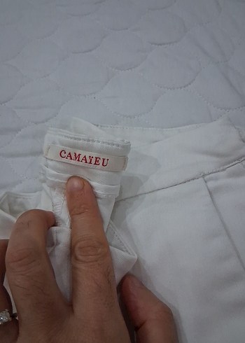 Kadın Beyaz Fermuarlı Kumaş Pantolon - Görsel 3